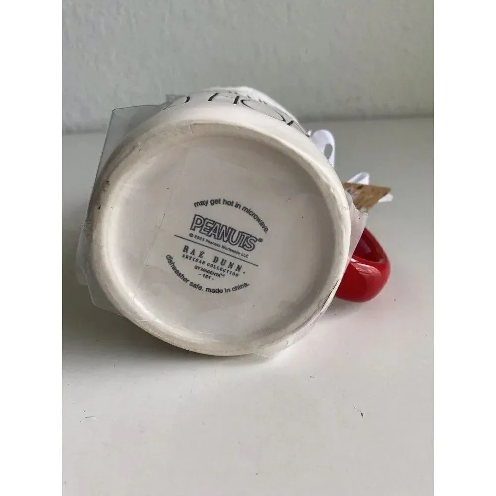 Rae Dunn Peanuts Happiness Is Home Snoopy Doghouse Mug‎ With Topper Ceramic Cup